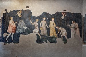 Detalhe dos afrescos, Câmara Pinta (Sala Pintada) de Italian School