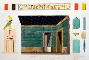 Detalhes de uma sala dentro de uma pirâmide em Abusir, Egito, gravada por Girolamo Segato de Italian School