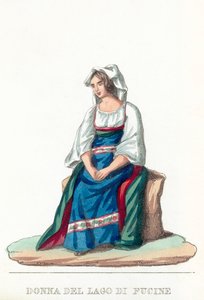 Donna Del Lago Di Fucine (gravura colorida) de Italian School