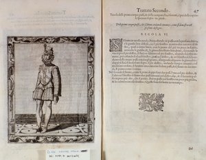 Página dupla de O Gratie dAmore (Le Grazie dAmore), do dançarino italiano Cesare Negri, chamado The Trombone (1536-1604), tratado sobre dança de Italian School