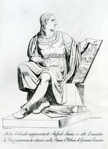 Desenho de uma estátua de Giovanni Ceccarini de Raffaello Sanzio da Urbino de Italian School