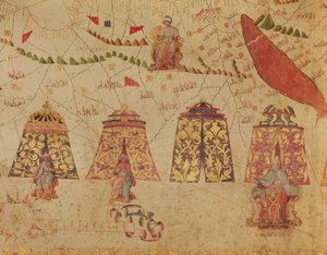 A África Oriental e o Mar Vermelho com o Preste João e os Lendários Reis da África, detalhe de um mapa do Mar Mediterrâneo por Vesconte de Maggiolo, 1563