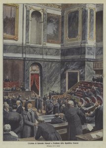 Eleição de Raymond Poincare como Presidente da França (litografia a cores) de Italian School