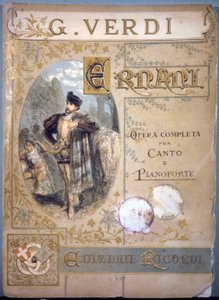 Ernani by Verdi, capa da partitura musical para canto e piano, sd século XIX de Italian School
