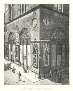 Fachada dourada de San Michele, vista da esquina do Corso (gravura) de Italian School