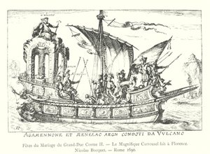 Fetes du Mariage du Grand-Duc Cosme II, Le Magnifique Carrousel fait a Florence, Nicolas Bocquet, Roma 1690 (gravura) de Italian School