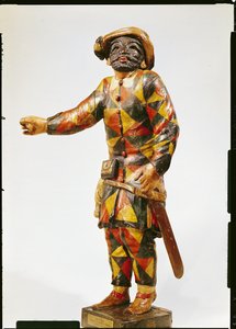 Figura de Arlequim do Teatro Seraphin (madeira policromada)