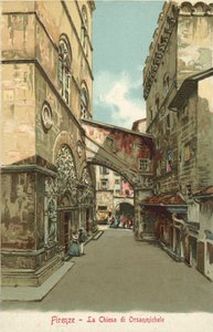 Florença, Itália, Igreja de Orsanmichele (litografia a cores) de Italian School