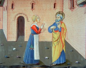 Fol.107v Pedro nega Cristo pela segunda vez (vellum) de Italian School