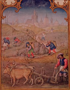 Fol.3v Mês de Março: Trabalhando nos Campos, de Breviarum Grimani de Italian School