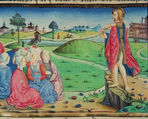 Fol.44r S. João Baptista prega e baptiza (vellum) de Italian School