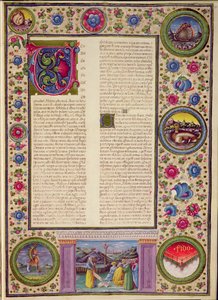 Fol.91r Livro do Profeta Joel (um profeta menor do século VIII aC que pregou em Jerusalém), da Bíblia Borso d
