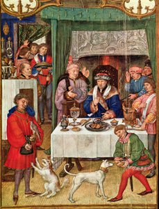 Fol 1 v O Mês de Janeiro: Senhor Rico à Mesa, de Breviarium Grimani, c.1515 de Italian School
