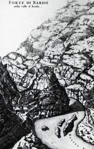 Fort Bard, gravura do Theatrum Sabaudiae de Italian School