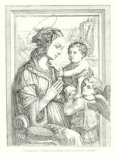Fra Filippo Lippi, A Madonna e a Criança Divina, Colecção Florença, Palácio Pitti (gravura) de Italian School