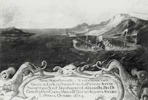 Francesco Morosini (1618-94) em um incidente ao largo de Chipre, 1654 de Italian School