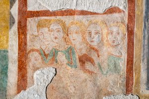 Fresco - grupo de fiéis de Italian School