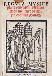 Frontispício da música Regula de Bonaventura da Brescia (c. 1452-c 1517) de Italian School