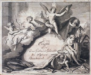 Frontispício da partitura de Dois trietti para dois violinos e violoncelo de Luigi Boccherini de Italian School