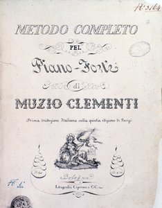 Frontispício do livro de texto, Método Completo para o Piano de Muzio Clementi de Italian School