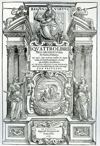 Frontispício de quatro livros de arquitetura por Andrea Palladio, 1570 de Italian School