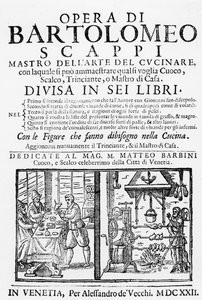Frontispício para o livro de culinária de Bartolomeo Scappi, 1622 de Italian School