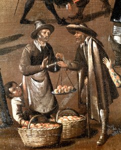 Vendedor de frutas e ladrãozinho, detalhe (Pintura de Italian School