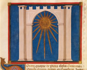 Porta do Sol, miniatura do Registro Notarial de Perugia, manuscrito, Itália do século XIV. de Italian School