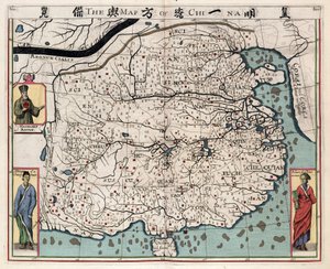 Mapa geográfico da China de "Um discurso do reino da China, retirado de Ricius e Trigautius" de Matteo Ricci (1552-1610), de Italian School