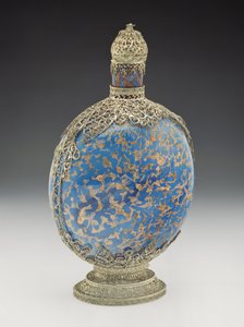 Frasco Azul Dourado Com Filigrana, Venetian (vidro soprado e prata)