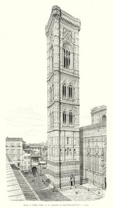 Giotto e Taddeo Gaddi, O Campanário de Santa Maria dei Fiori (gravura) de Italian School