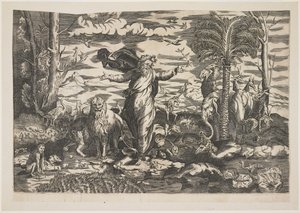 Deus Criando os Animais, c.1550 de Italian School
