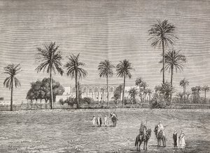 Palácio do Governador, onde residia o General Gordon, Cartum, Sudão, gravura de Cairoli da L