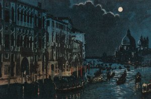 Grande Canal e Saudação (litografia a cores) de Italian School