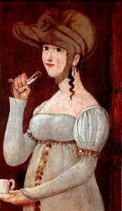 Chocolate artesanal: degustação. Pintura anónima de signo. 1875-1900 Milão, museo di Milano de Italian School