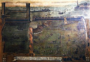 Porto do porto de Génova, pintura, Itália de Italian School