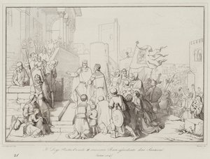 O Doge Pietro Orseolo II resgata Bari sitiado pelos sarracenos de Italian School
