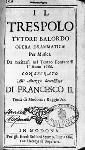 Il trespolo tutore balordo partitura para a ópera de Alessandro Stradella (1644 - 1682) compositor italiano. Modena 1688. de Italian School