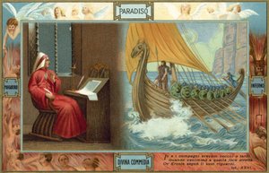 Ilustração para A Divina Comédia de Dante (litografia a cores) de Italian School