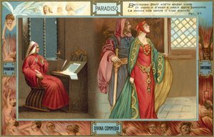 Ilustração para A Divina Comédia de Dante (litografia a cores) de Italian School