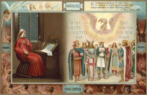Ilustração para A Divina Comédia de Dante (litografia a cores) de Italian School