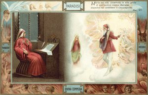 Ilustração para A Divina Comédia de Dante (litografia a cores) de Italian School