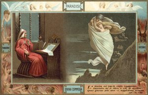 Ilustração para A Divina Comédia de Dante (litografia a cores) de Italian School