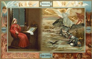 Ilustração para A Divina Comédia de Dante (litografia a cores) de Italian School