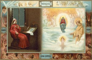 Ilustração para A Divina Comédia de Dante (litografia a cores) de Italian School