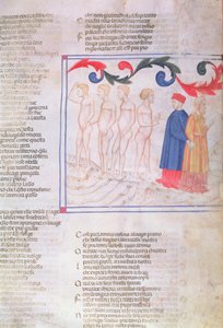 Inferno XXIX f.21r Geri del Bello no Círculo dos Falsificadores, da Divina Comédia de Dante Alighieri (1265-1321) de Italian School