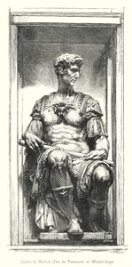 Juliano de Medici, Duque de Nemours, Miguel Ângelo (gravura) de Italian School