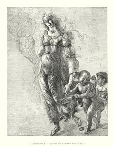A Abundância, Desenho de Sandro Botticelli (gravura) de Italian School