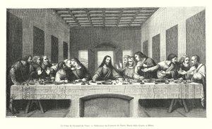 La Cene de Leonardo da Vinci, Refeitório do Convento de Santa Maria delle Grazie, Milão (gravura) de Italian School