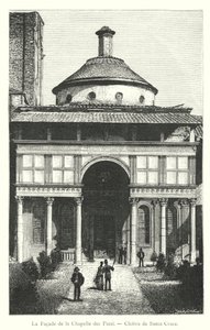 A fachada da Capela dos Pazzi, Claustro de Santa Croce (gravura) de Italian School
